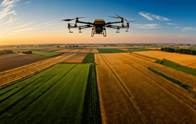 Agricoltura 4.0, drone che sorvola dei campi